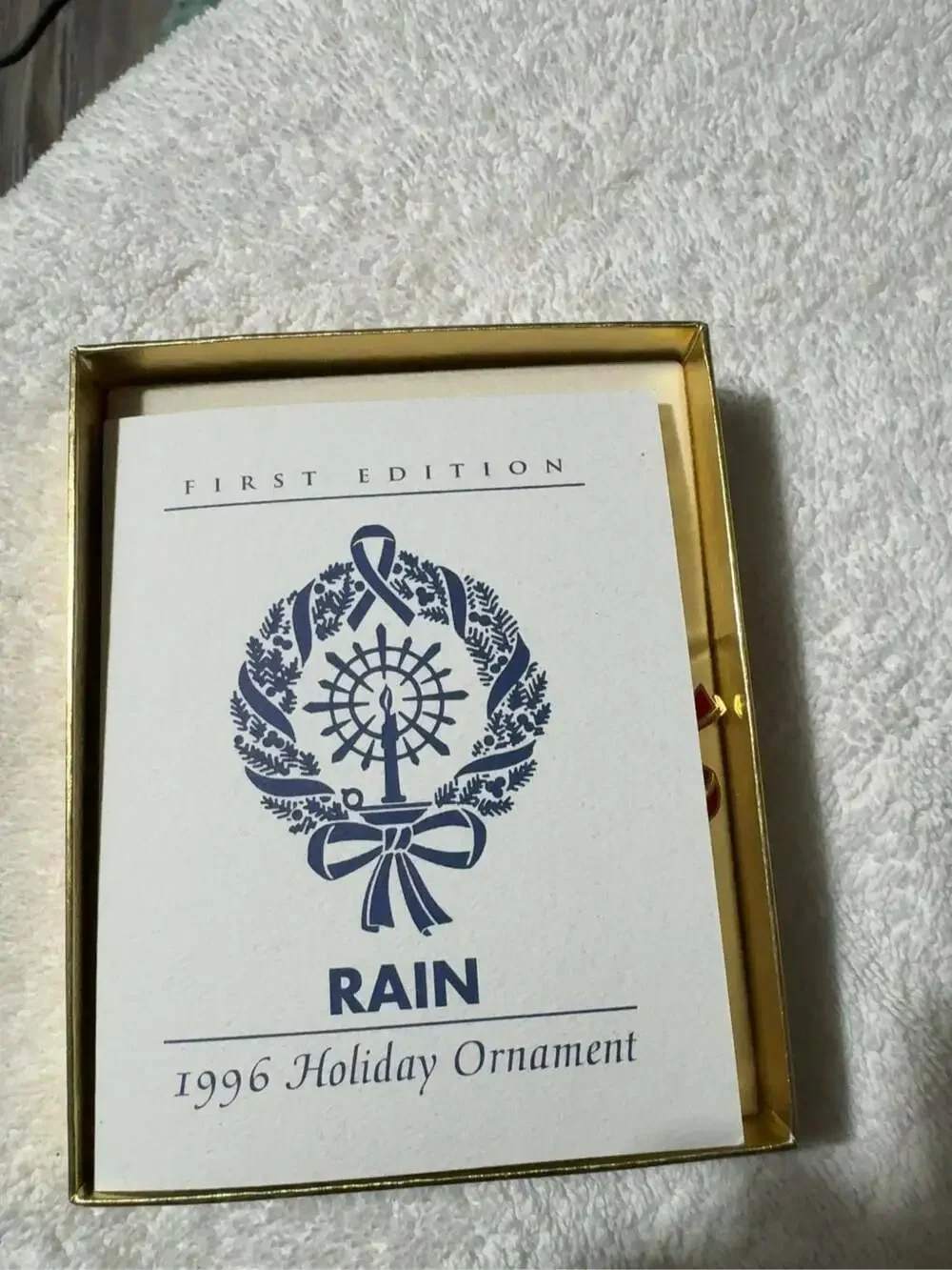 1996 RAIN First Edition Holiday Ornament 24KT Gold Finish